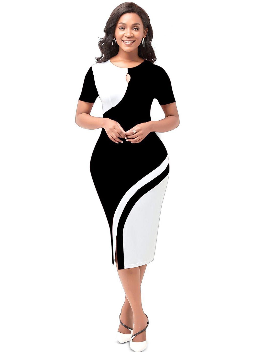 baesd colourblocked bodycon midi dress