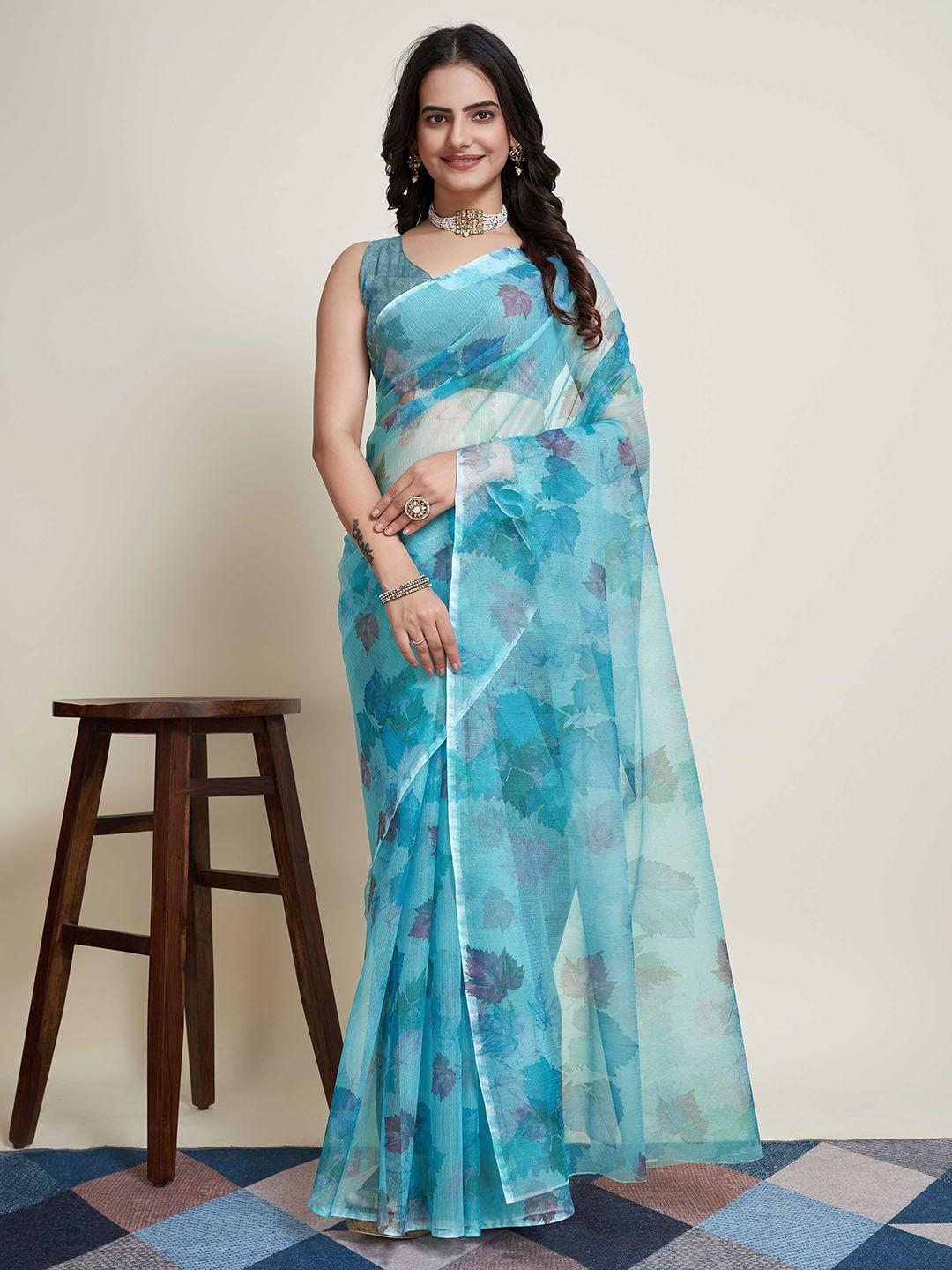 mitera floral printed supernet saree