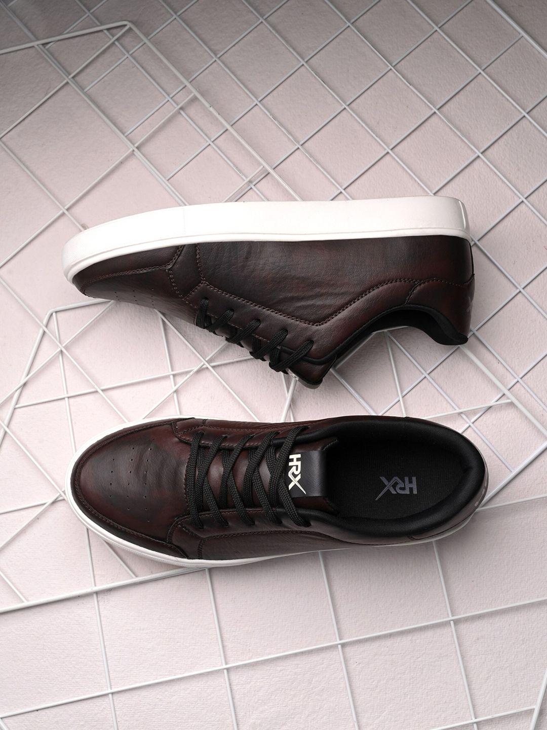 hrx by hrithik roshan men brown contrast sole lace up sneakers