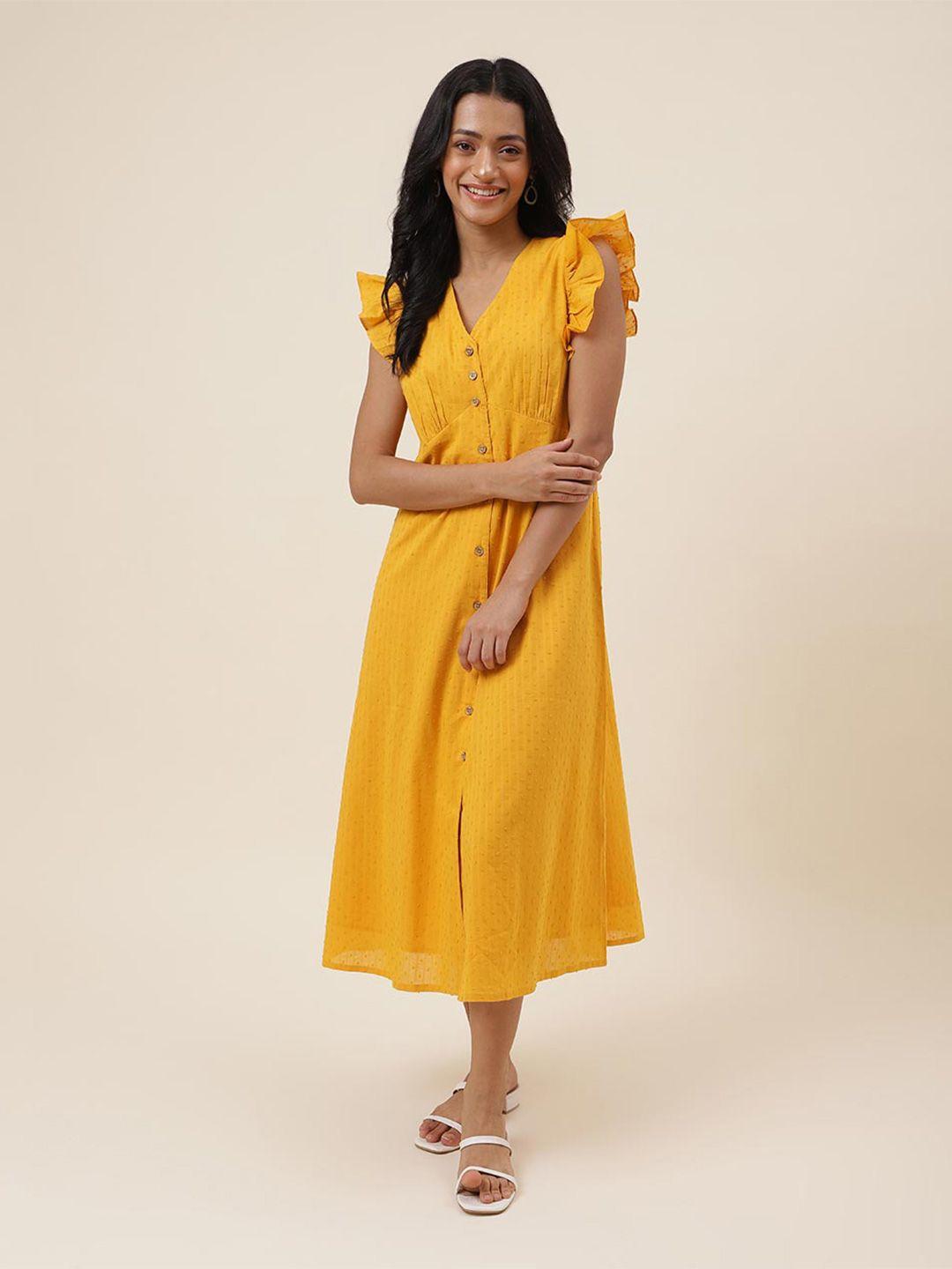 fabindia ethnic motifs print a-line cotton midi dress