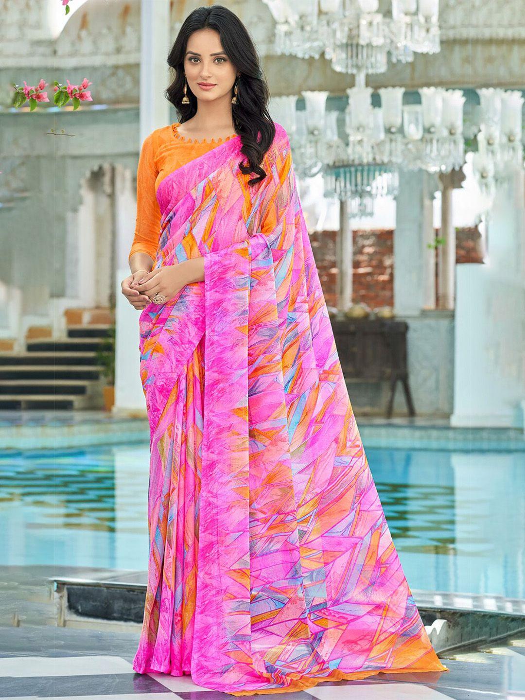 reboot fashions printed pure chiffon maheshwari saree