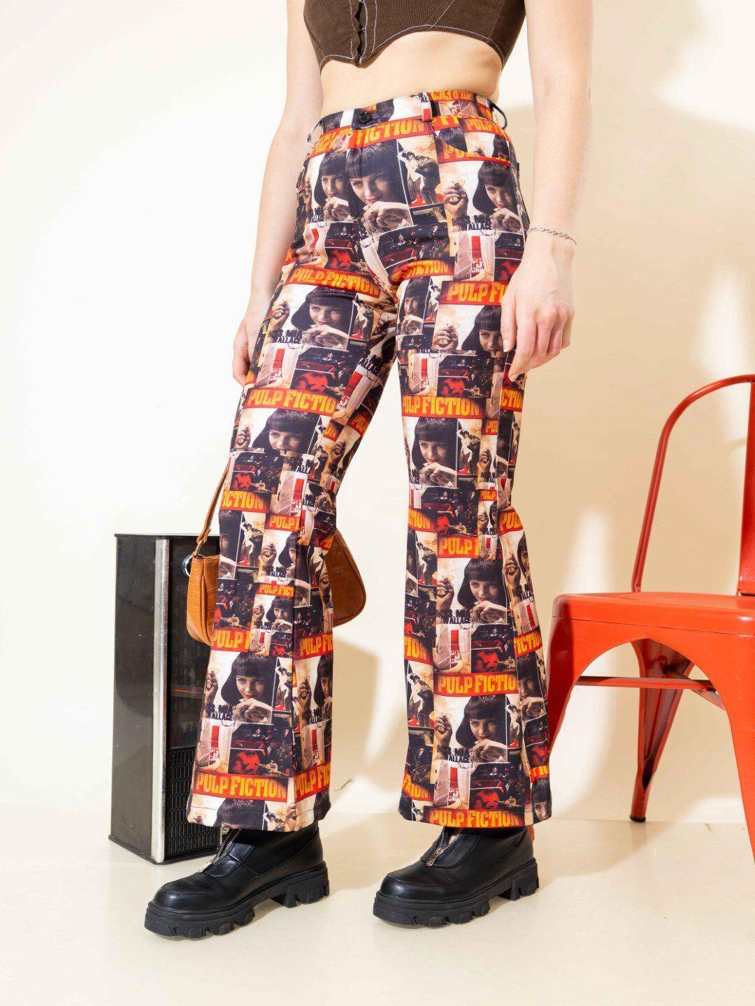 stylecast x hersheinbox women printed high rise bootcut trouser