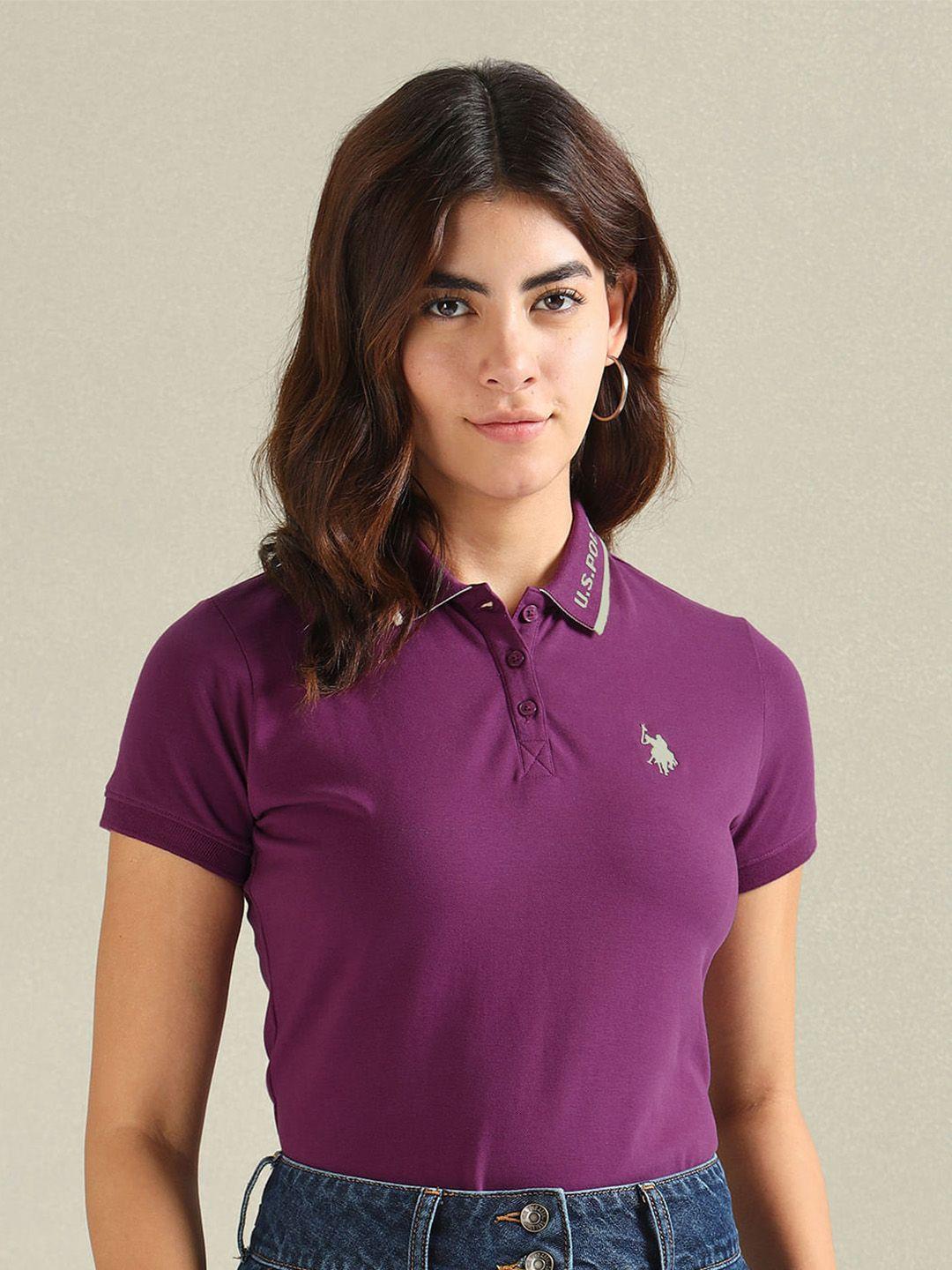 u.s. polo assn. women polo collar cotton t-shirt