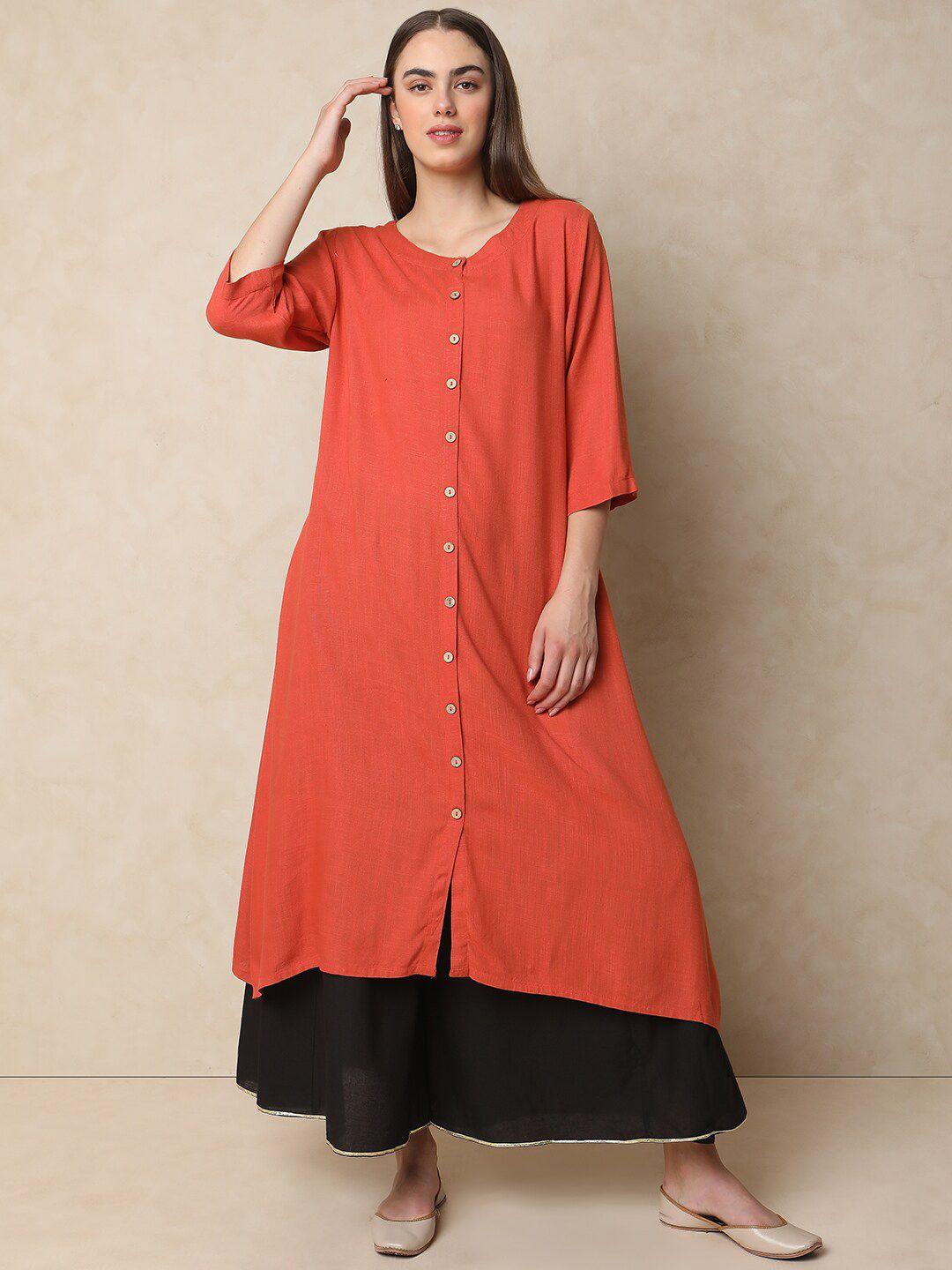 indifusion round neck a-line kurta