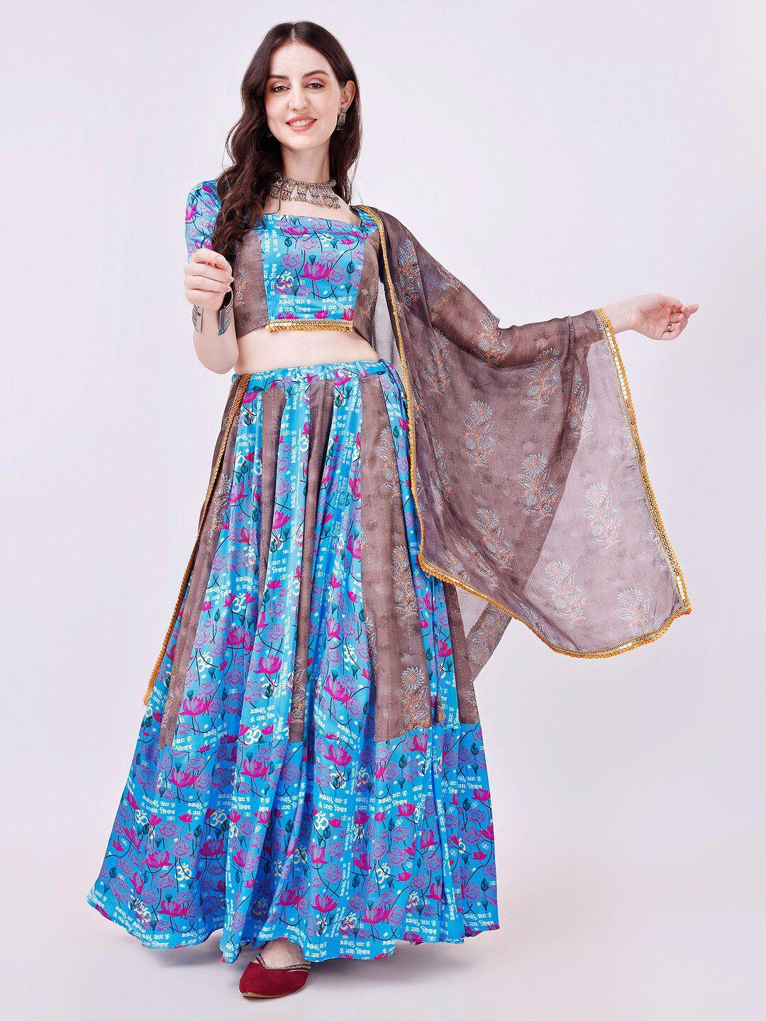 twam sundara printed satin ready to wear lehenga & blouse with dupatta