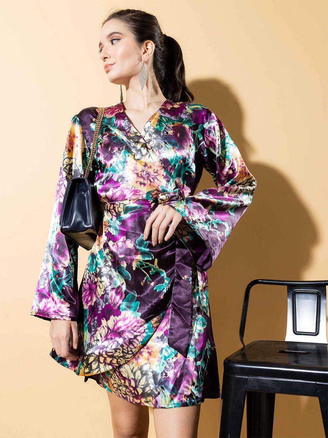 stylecast x hersheinbox purple floral printed a-line dress