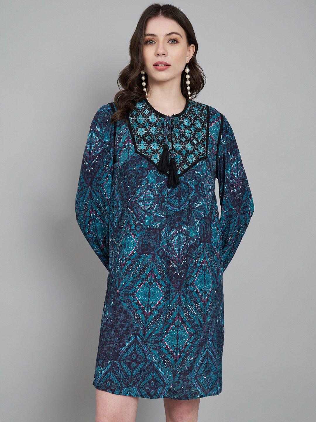 amagyaa ethnic motifs printed tie-ups a-line dress