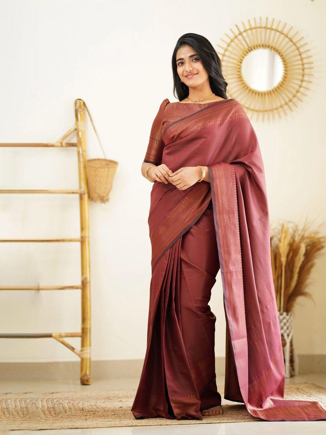 glorisa striped woven design zari silk banarasi saree