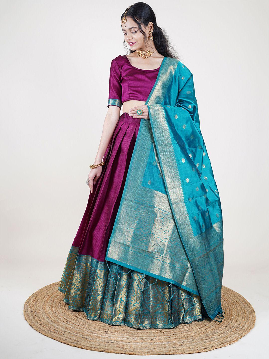 fabcartz woven design semi-stitched lehenga & unstitched blouse with dupatta