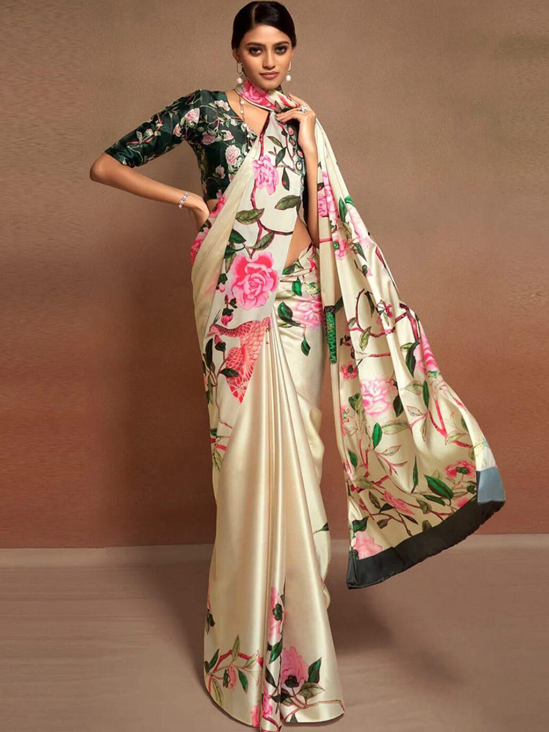 mitera floral satin saree