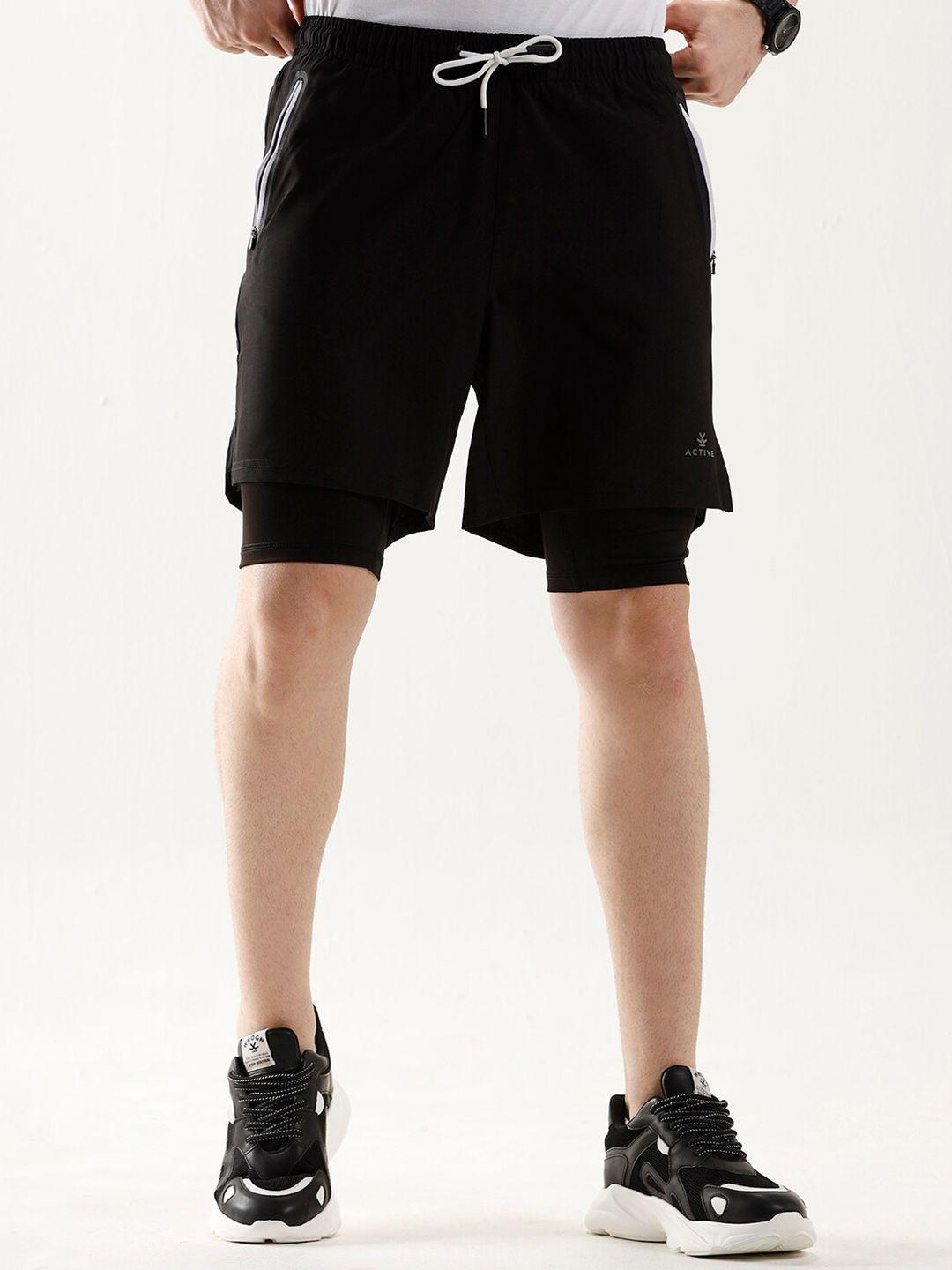 wrogn men slim fit cotton sports shorts