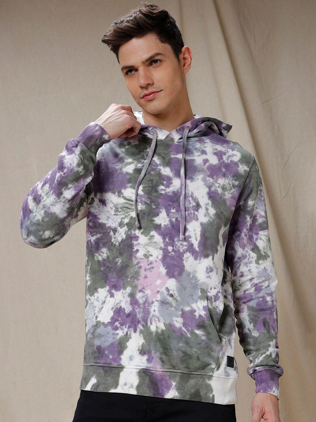 wrogn printed hooded long sleeves pullover sweatshirt