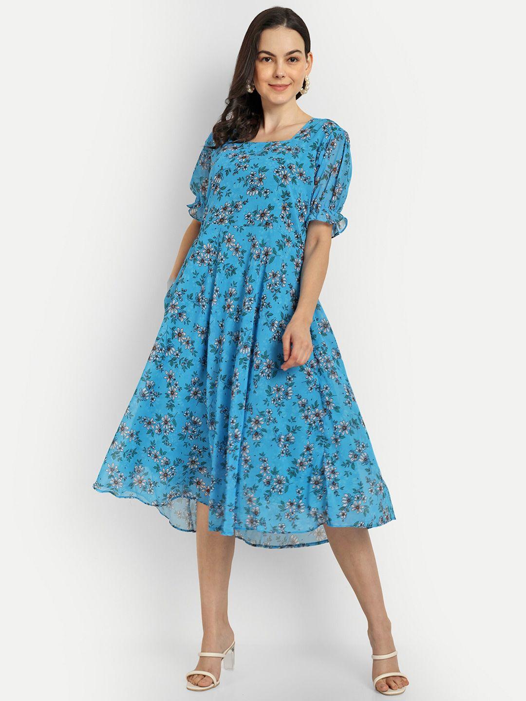 shinisha floral printed a-line midi dress