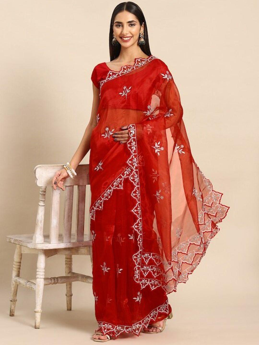 munir floral embroidered saree