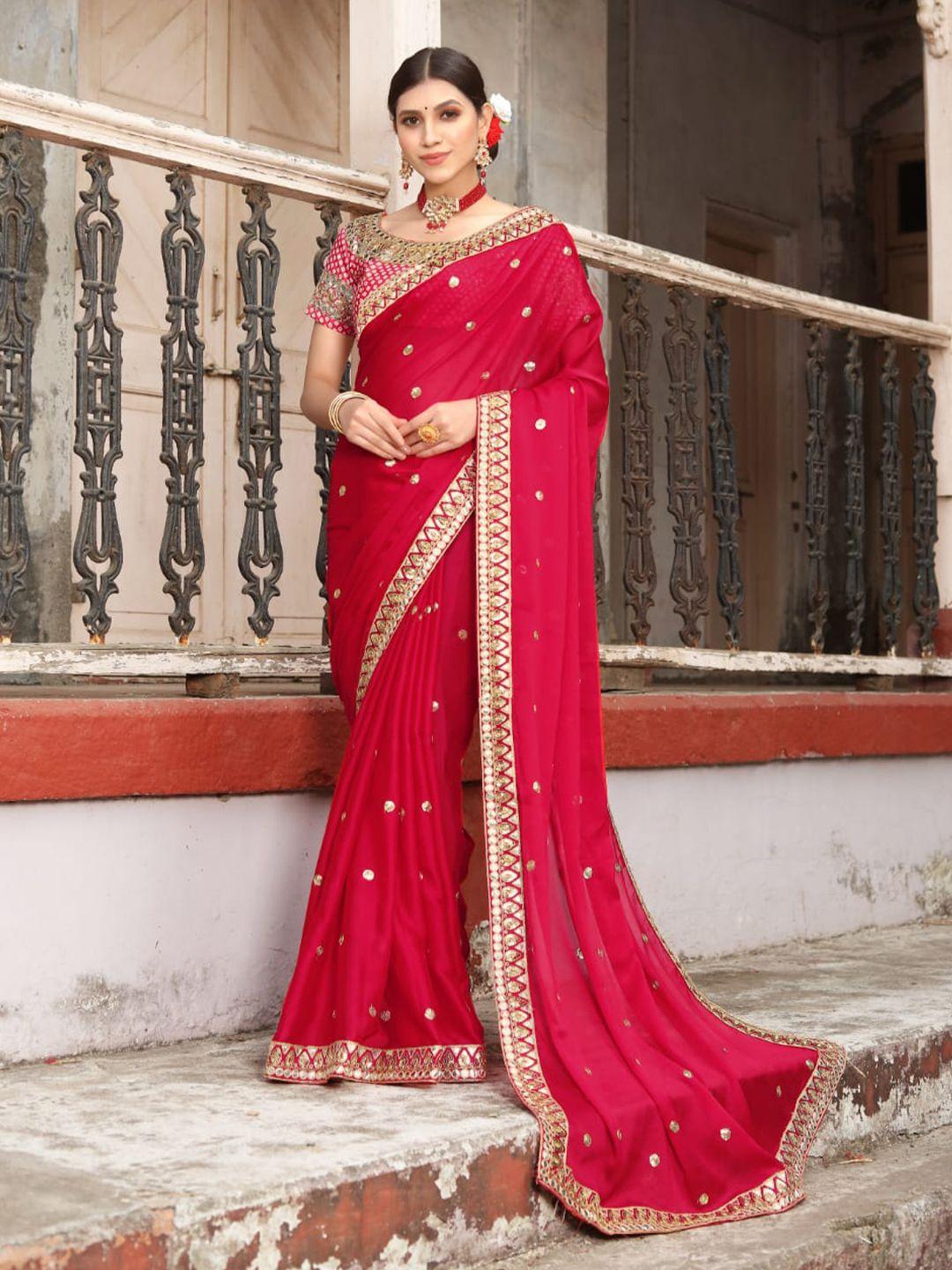 munir polka dot embroidered saree