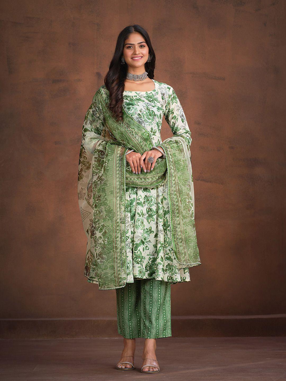 ishin floral printed regular kurta with trousers & dupatta