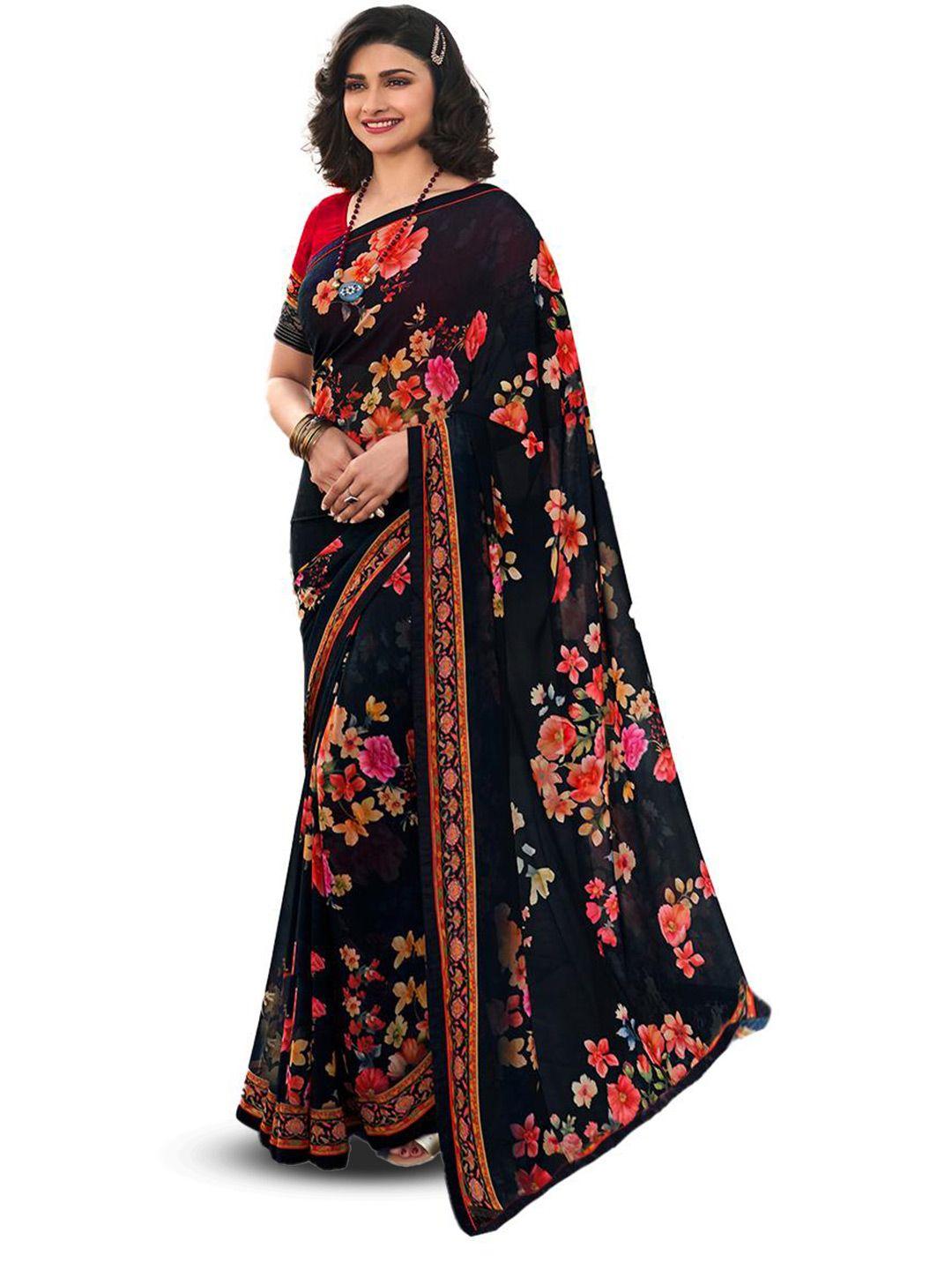 flip the style floral printed pure georgette jamdani saree