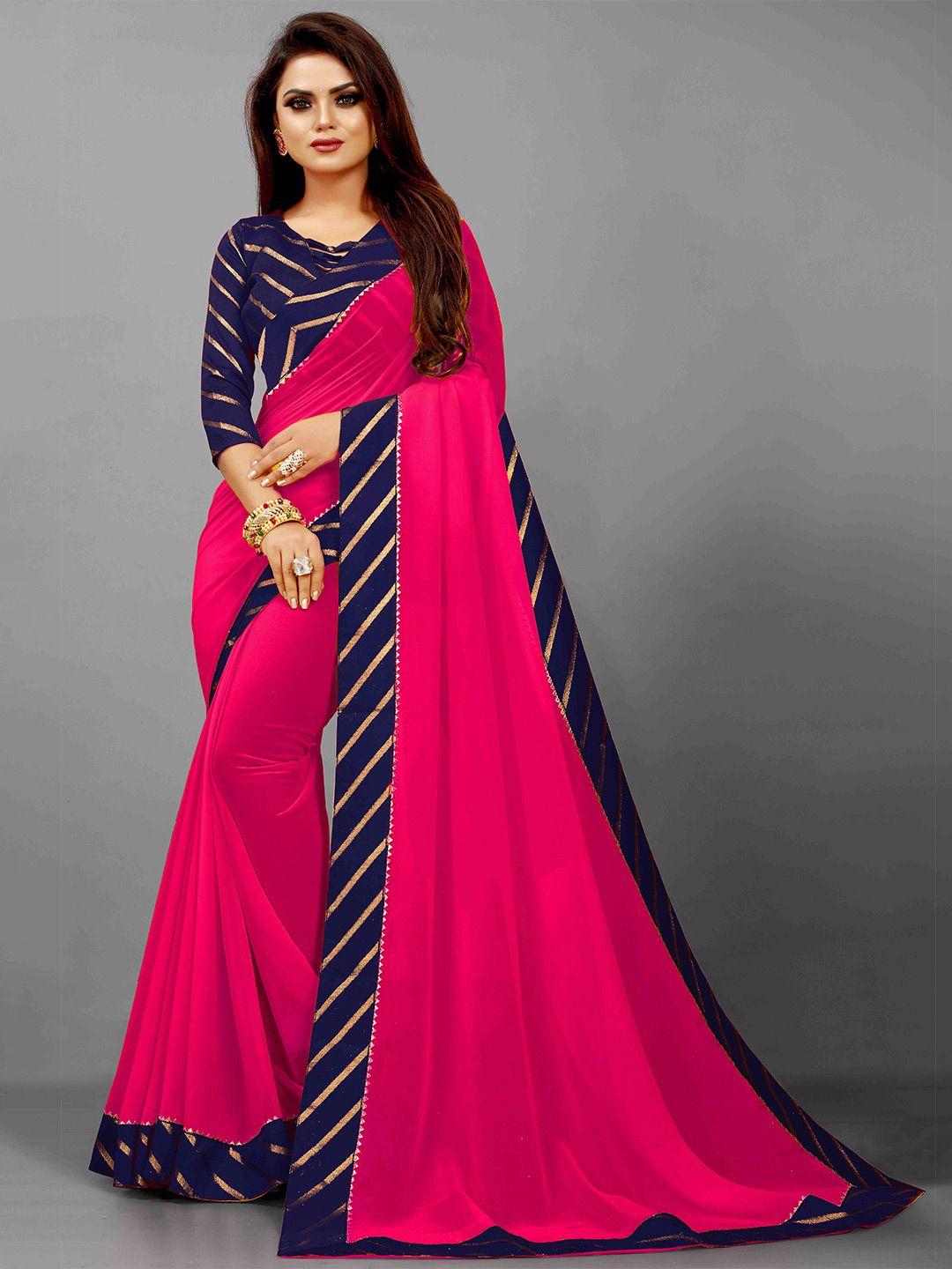 flip the style striped embellished gotta patti bhagalpuri saree