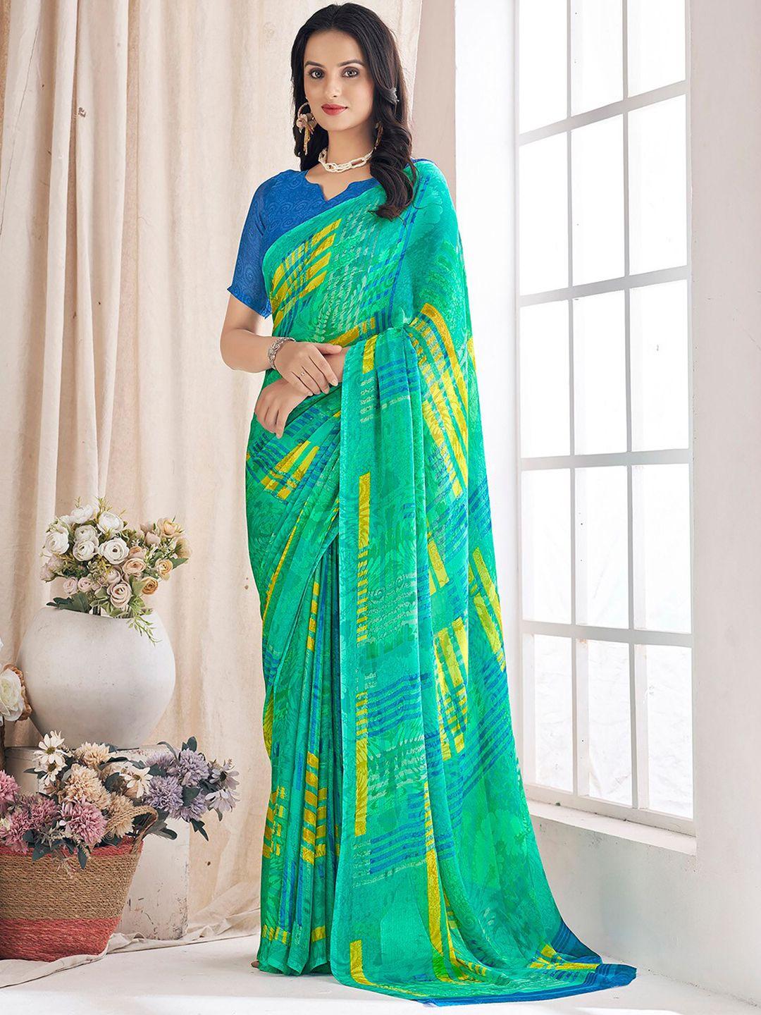 mitera abstract printed pure chiffon bagru saree