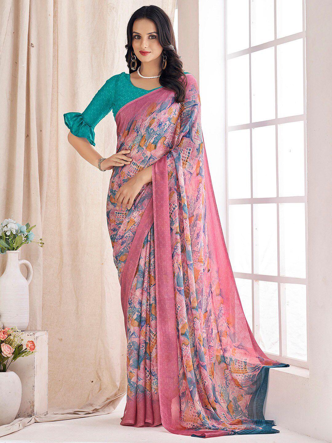 mitera abstract printed pure chiffon saree