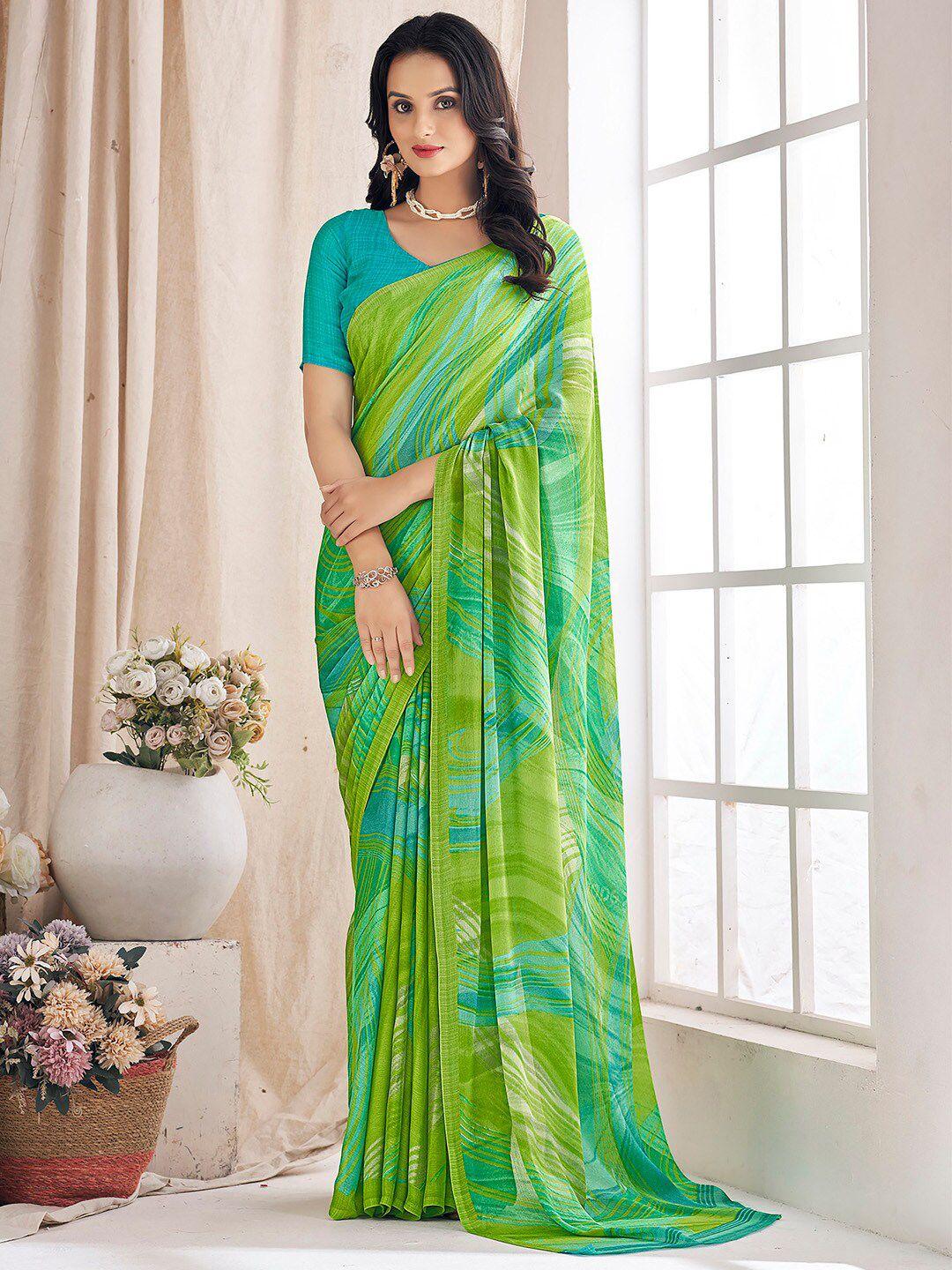 mitera abstract printed pure chiffon bagru saree