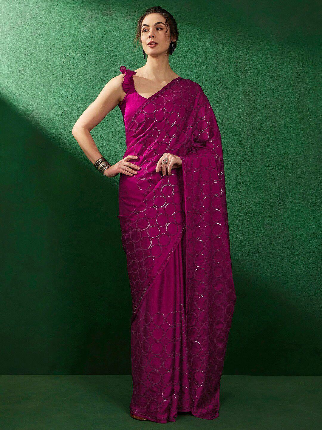 sangria embellished beads & stones pure georgette saree