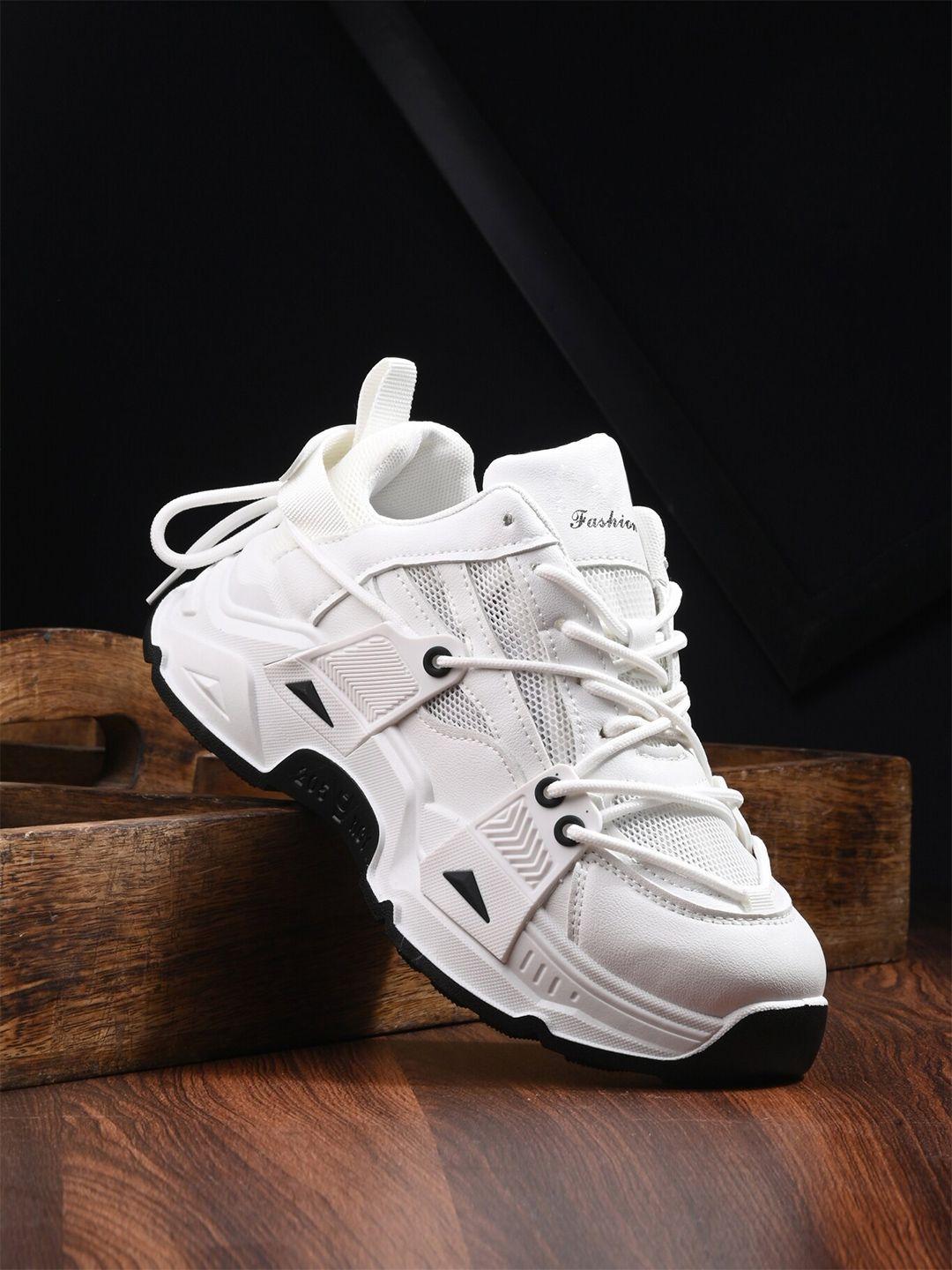 the roadster lifestyle co. women white colourblocked lace-ups running shoes