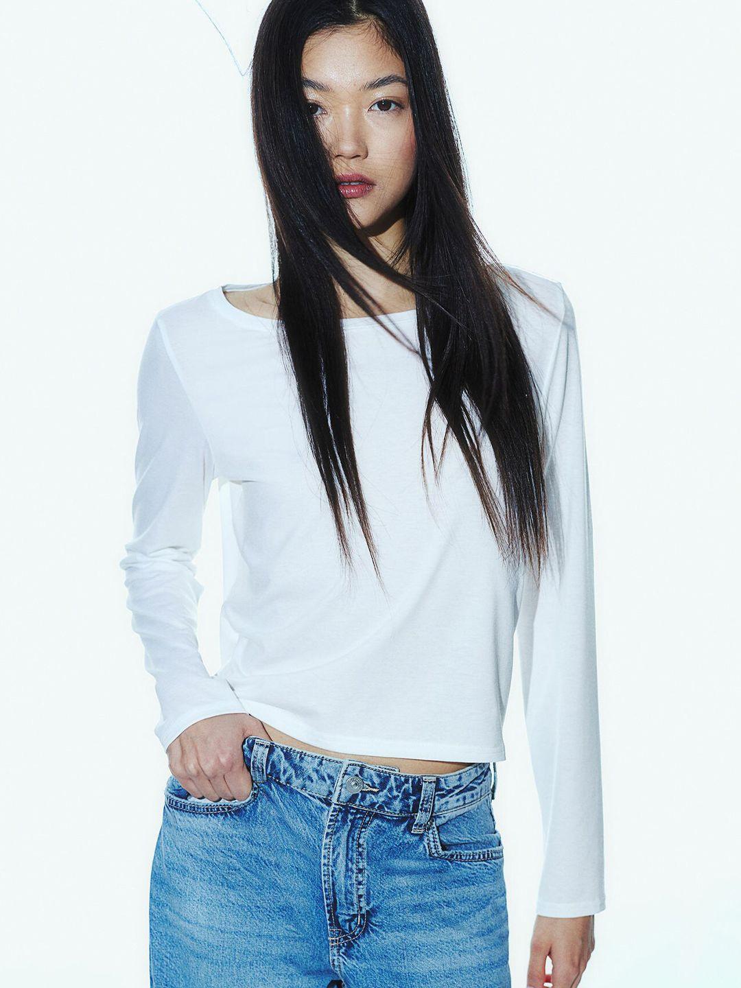 h&m sheer boat-neck top