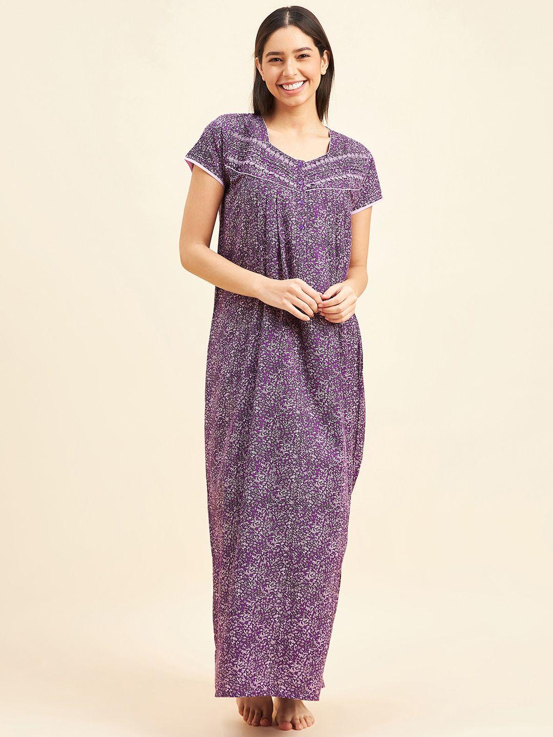 sweet dreams purple abstract printed maxi nightdress