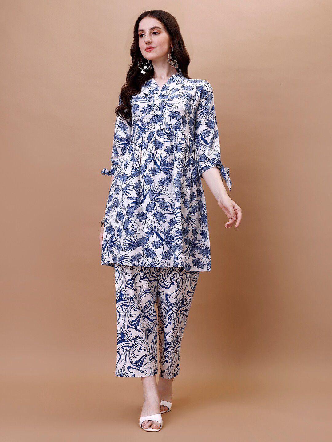 here&now floral printed empire tunic with trouser