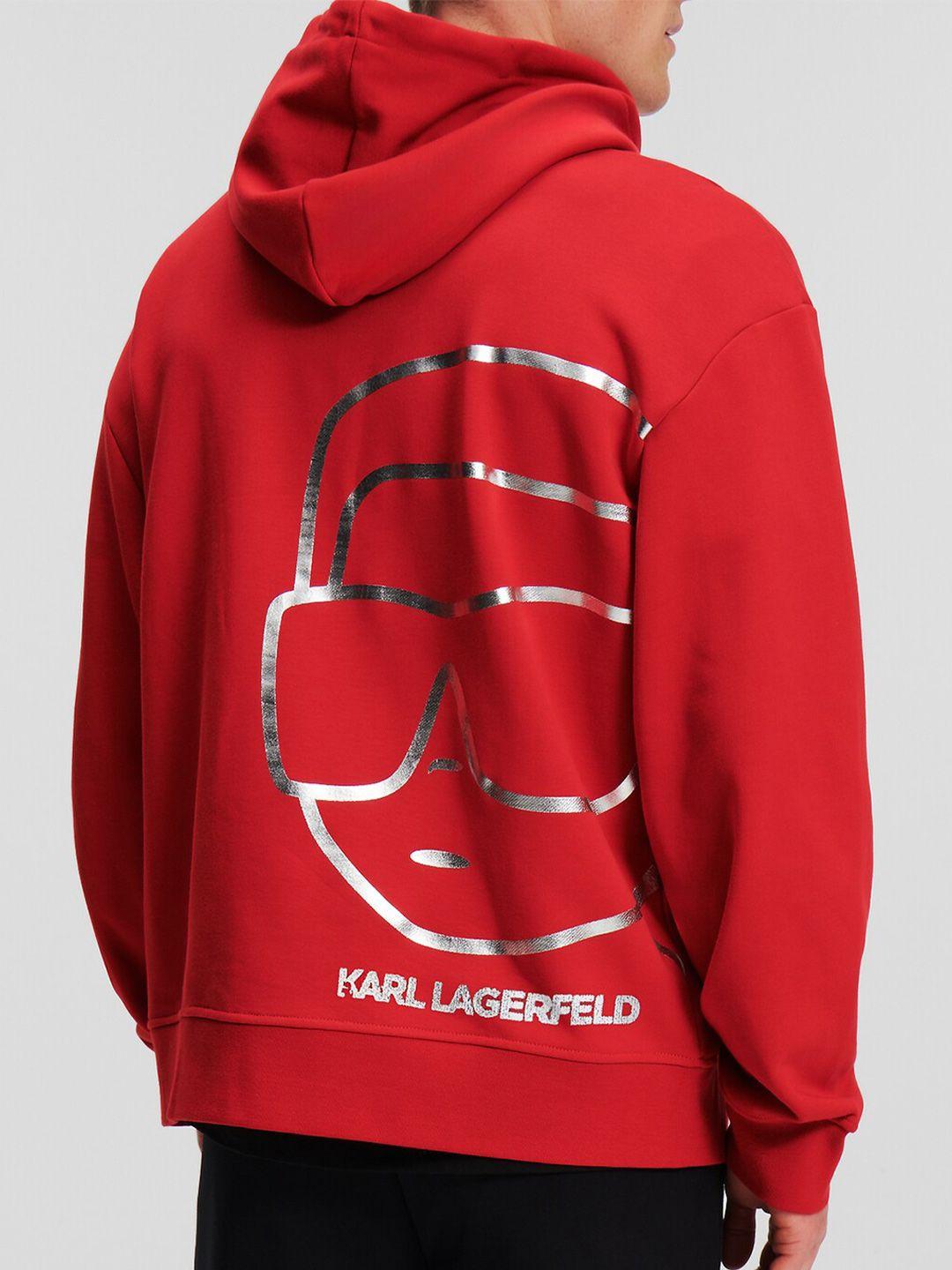 karl lagerfeld graphic printed hooded cotton sweatshirt