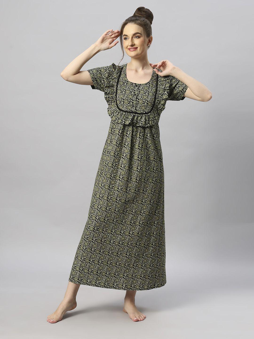 etc floral printed pure cotton maxi nightdress