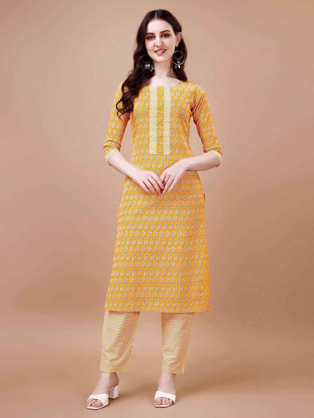 hetvi creation paisley printed regular kurta with trousers