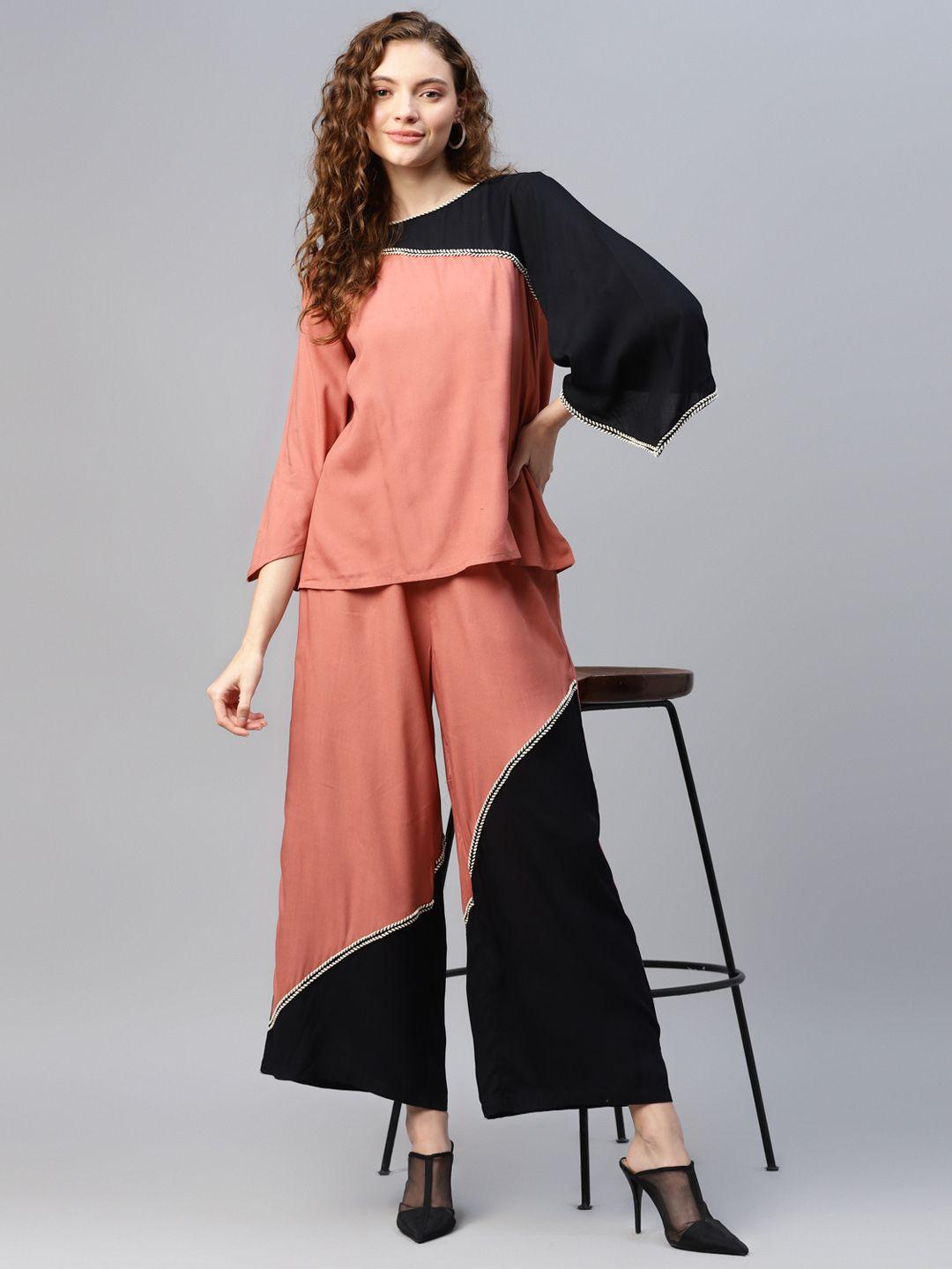 deebaco colourblocked top with trousers co-ords