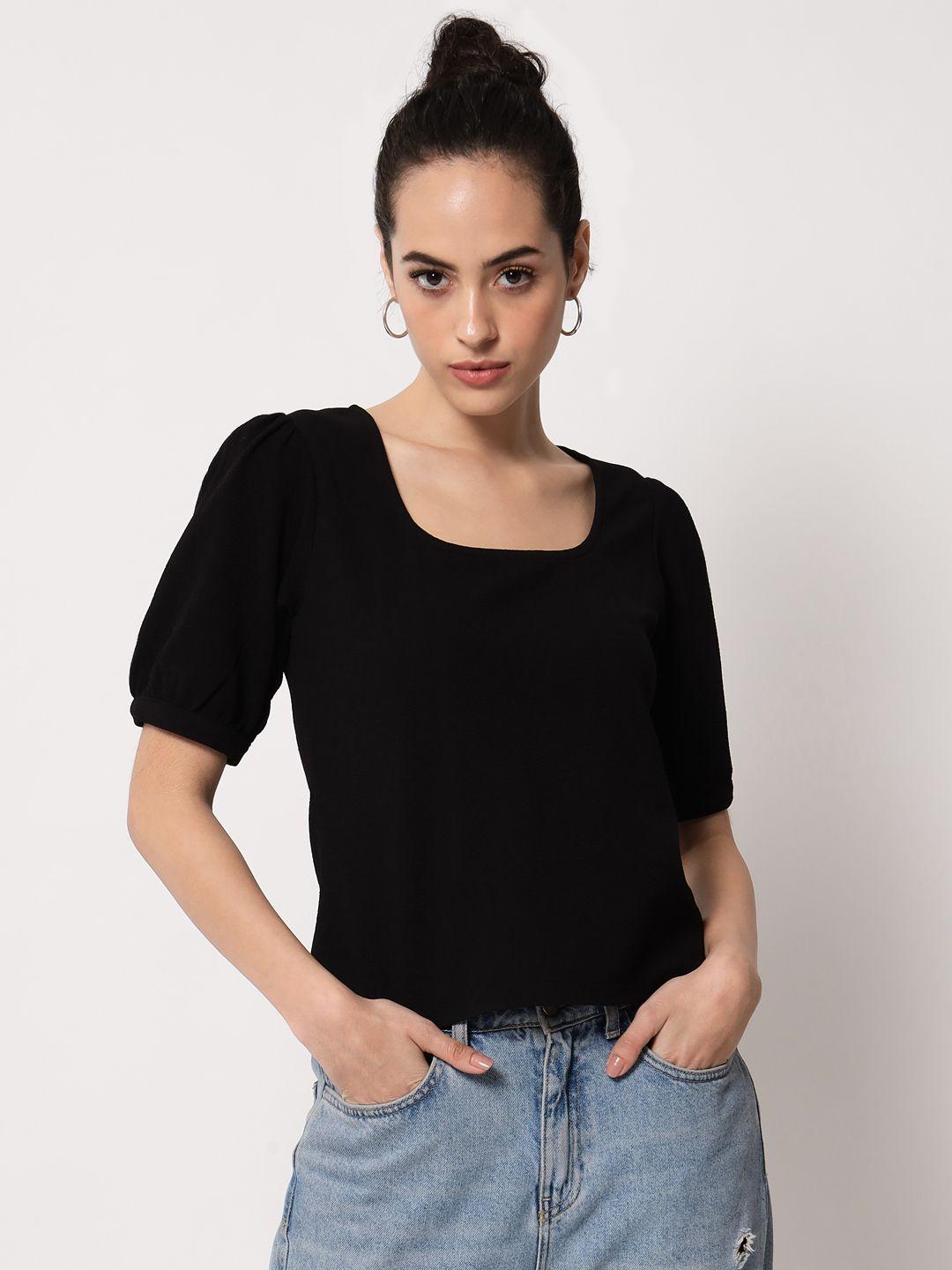 trend arrest square neck short sleeves top