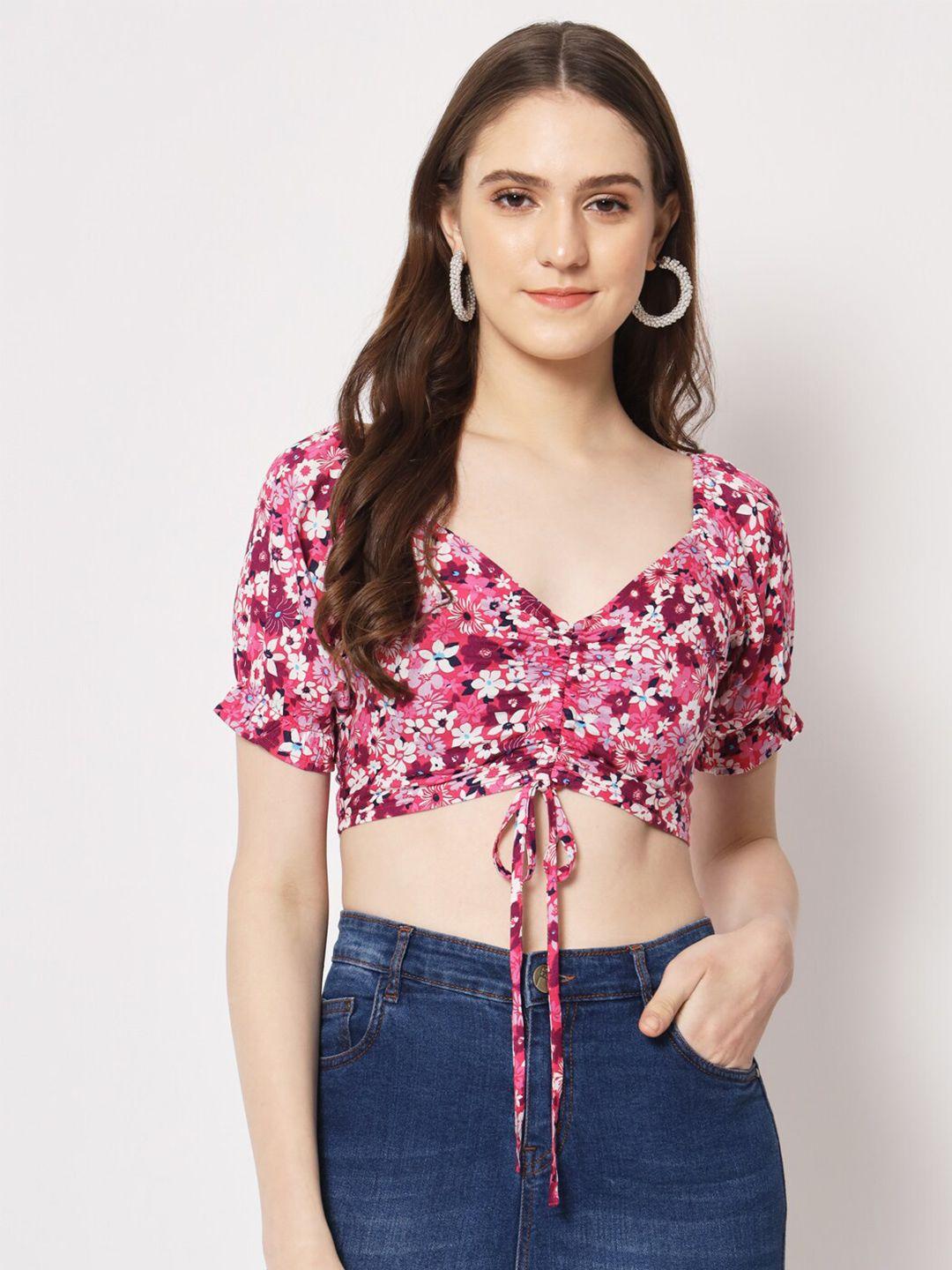 trend arrest multicoloured floral print crop top