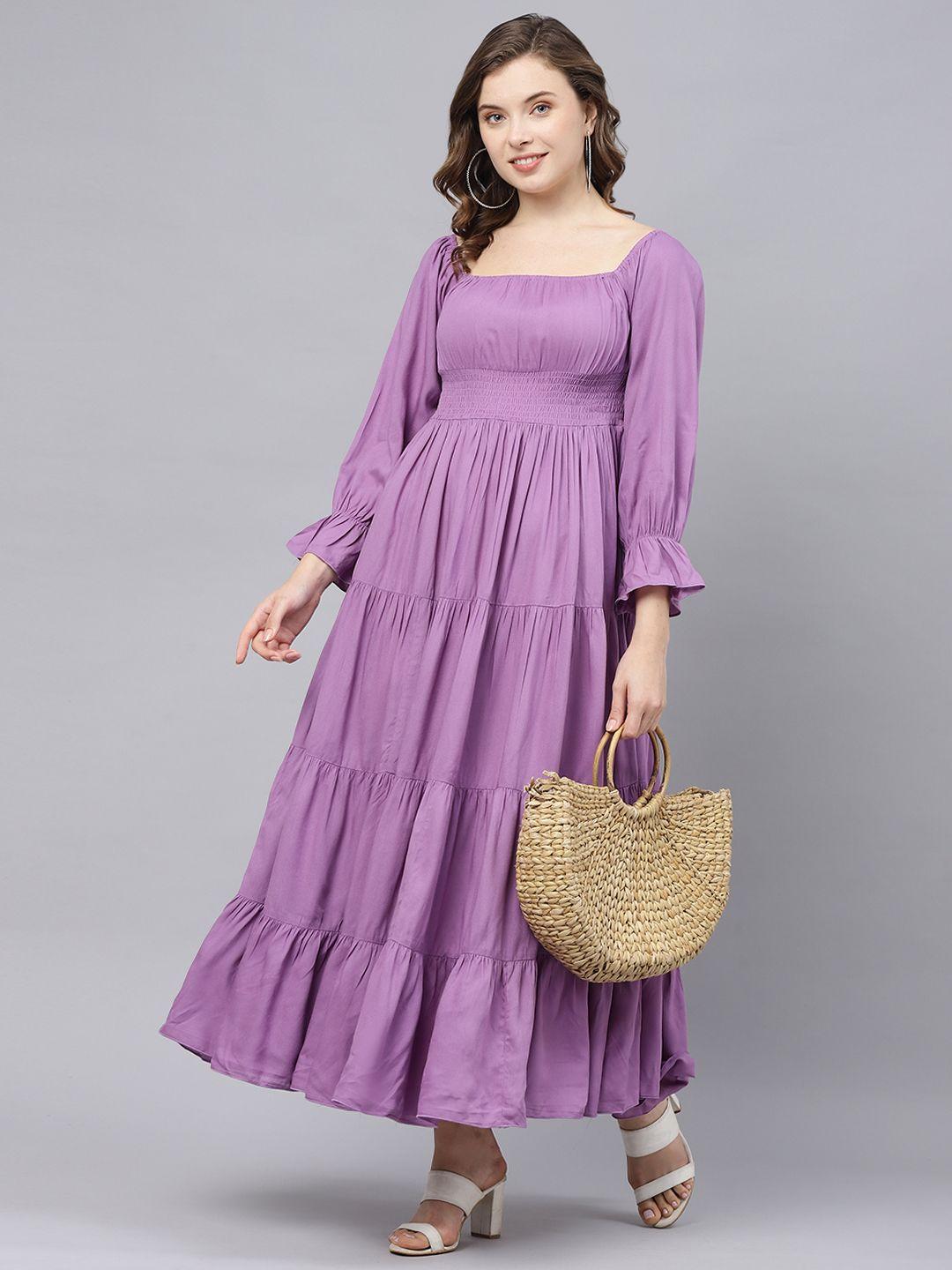 deebaco square neck bell sleeve maxi dress