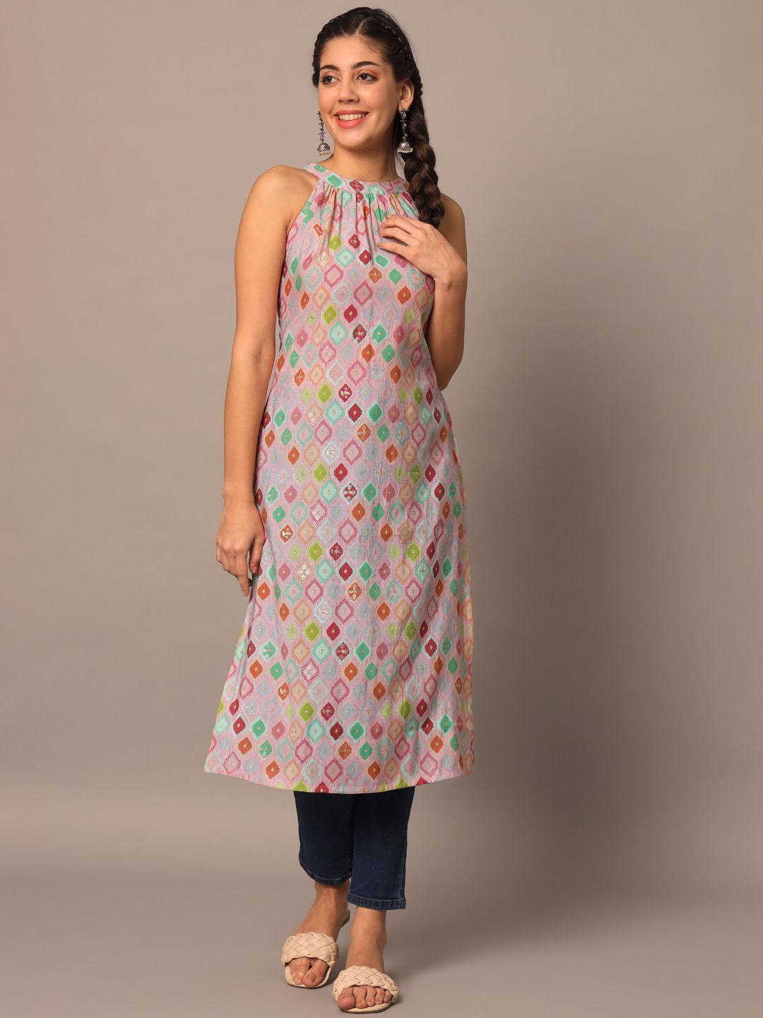 meeranshi geometric printed silk kurta