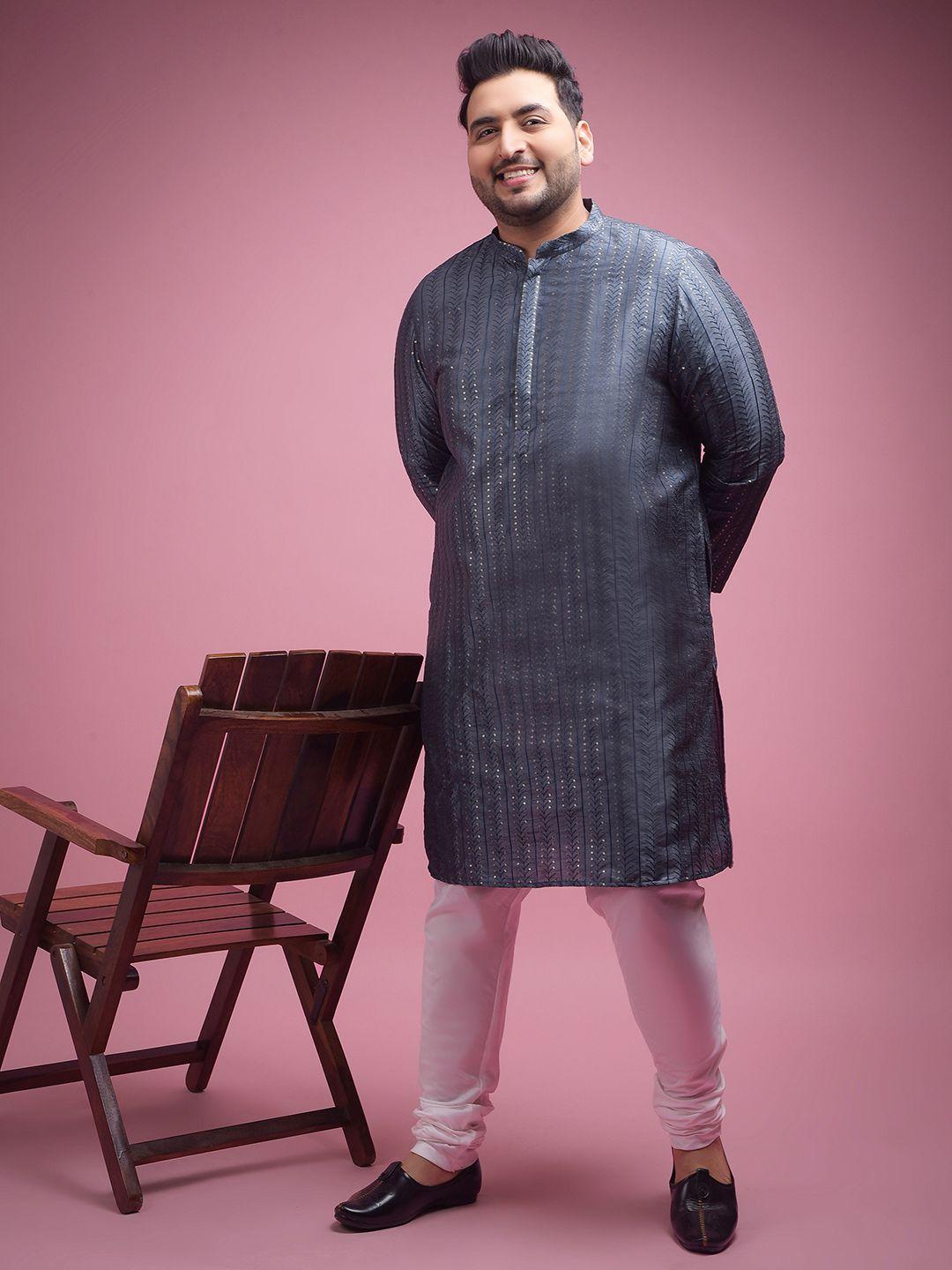 sztori embroidered sequinned thread work straight kurta with pyjama