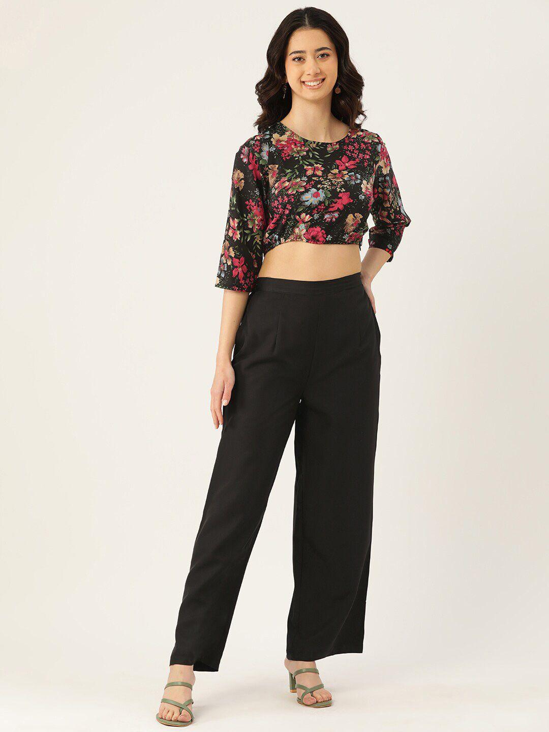 sirikit floral printed crop top with trousers