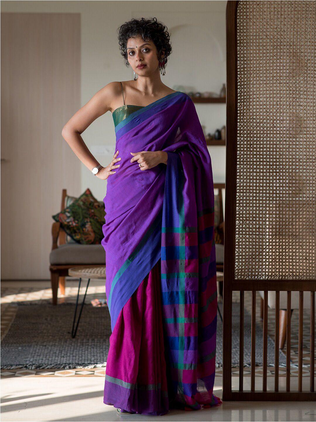 suta colourblocked tasselled saree