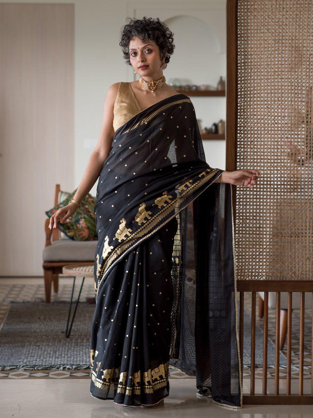 suta printed polka dot saree