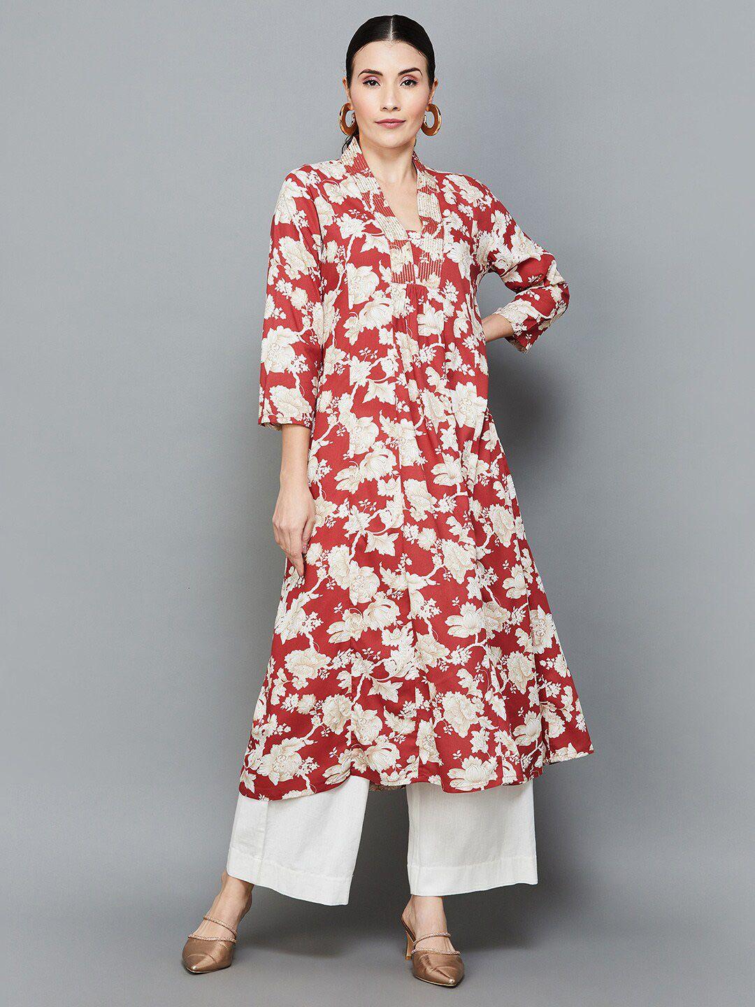 melange by lifestyle floral printed a-line kurta