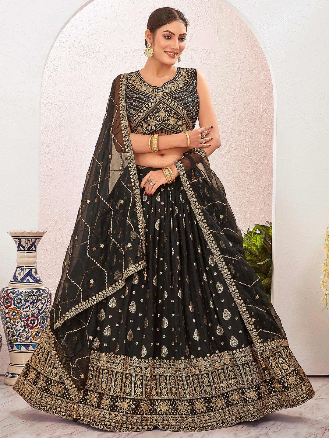 chandbaali black & gold-toned embroidered ready to wear lehenga & blouse with dupatta