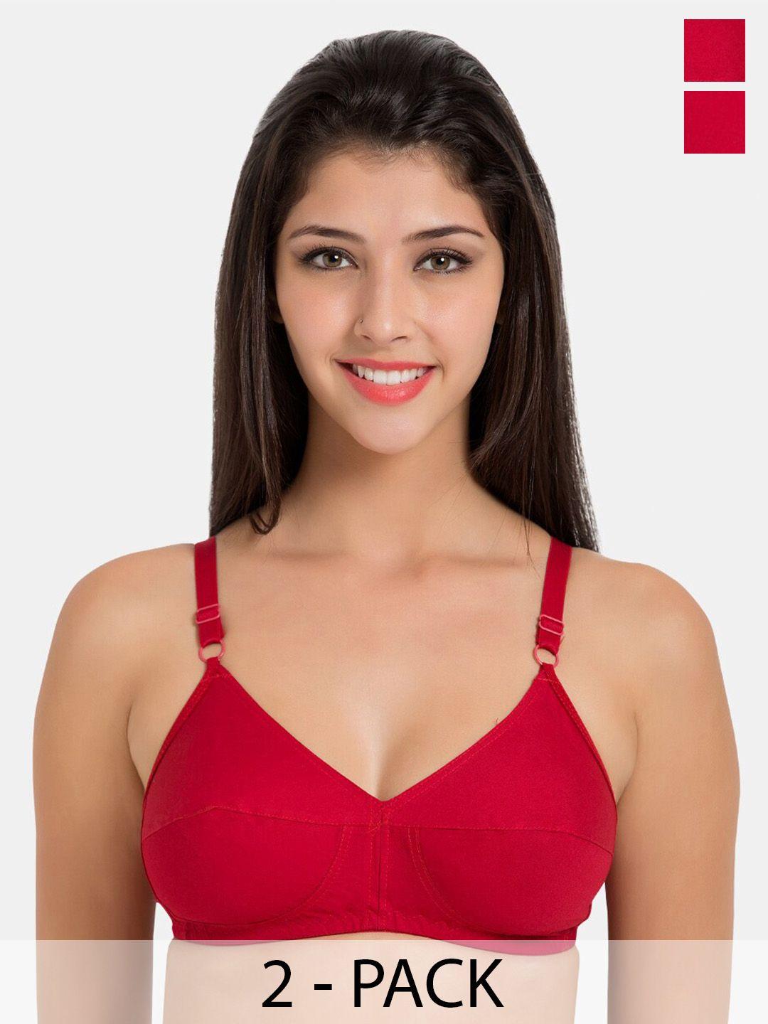 souminie pack of 2 full coverage pure cotton bra