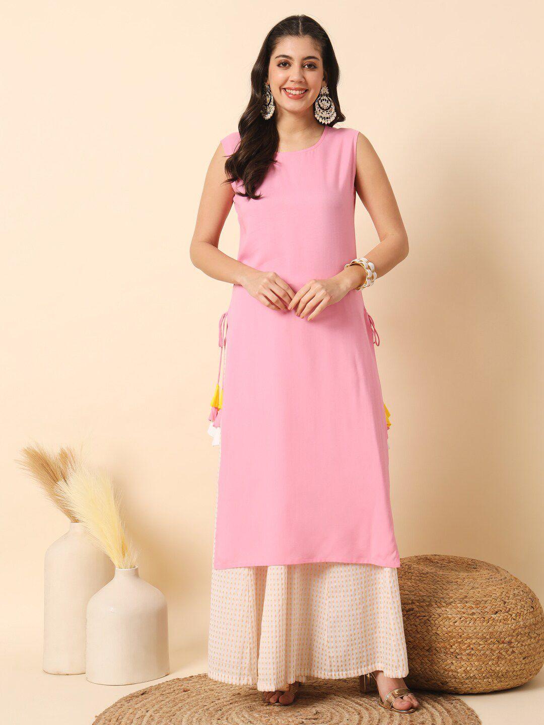 meeranshi sleeveless straight kurta