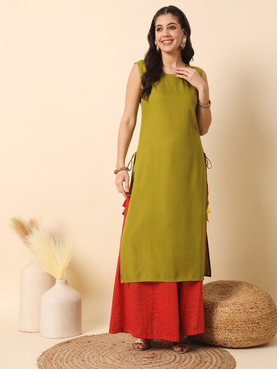 meeranshi sleeveless straight kurta