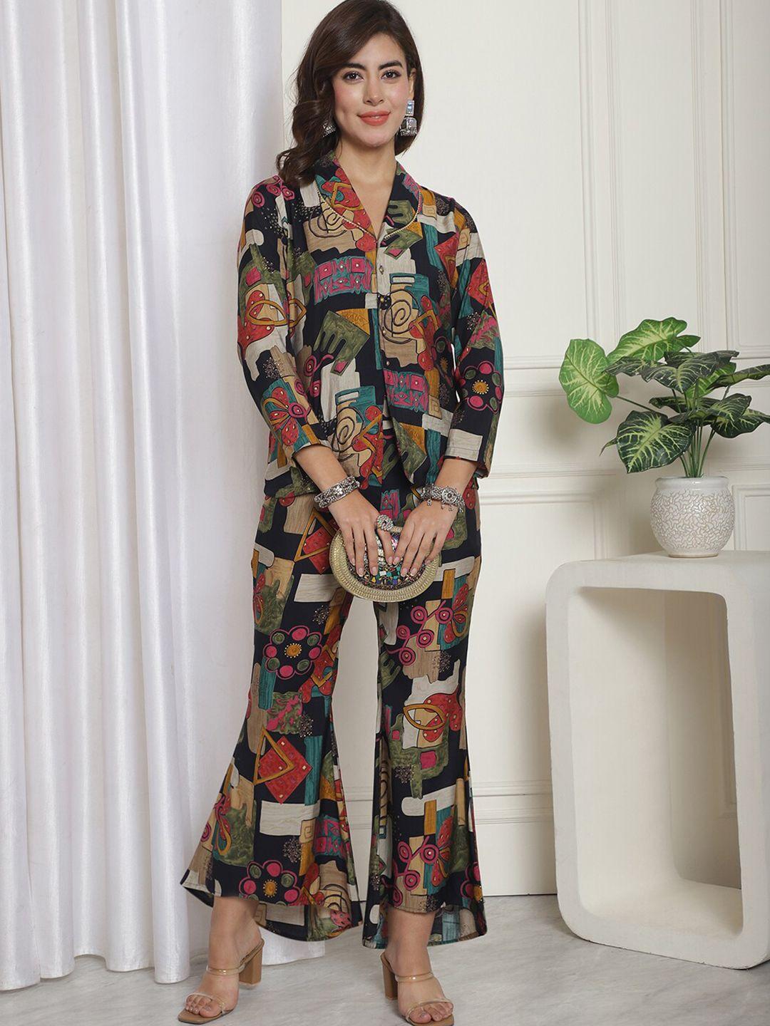 claura printed chanderi silk shirt & trouser