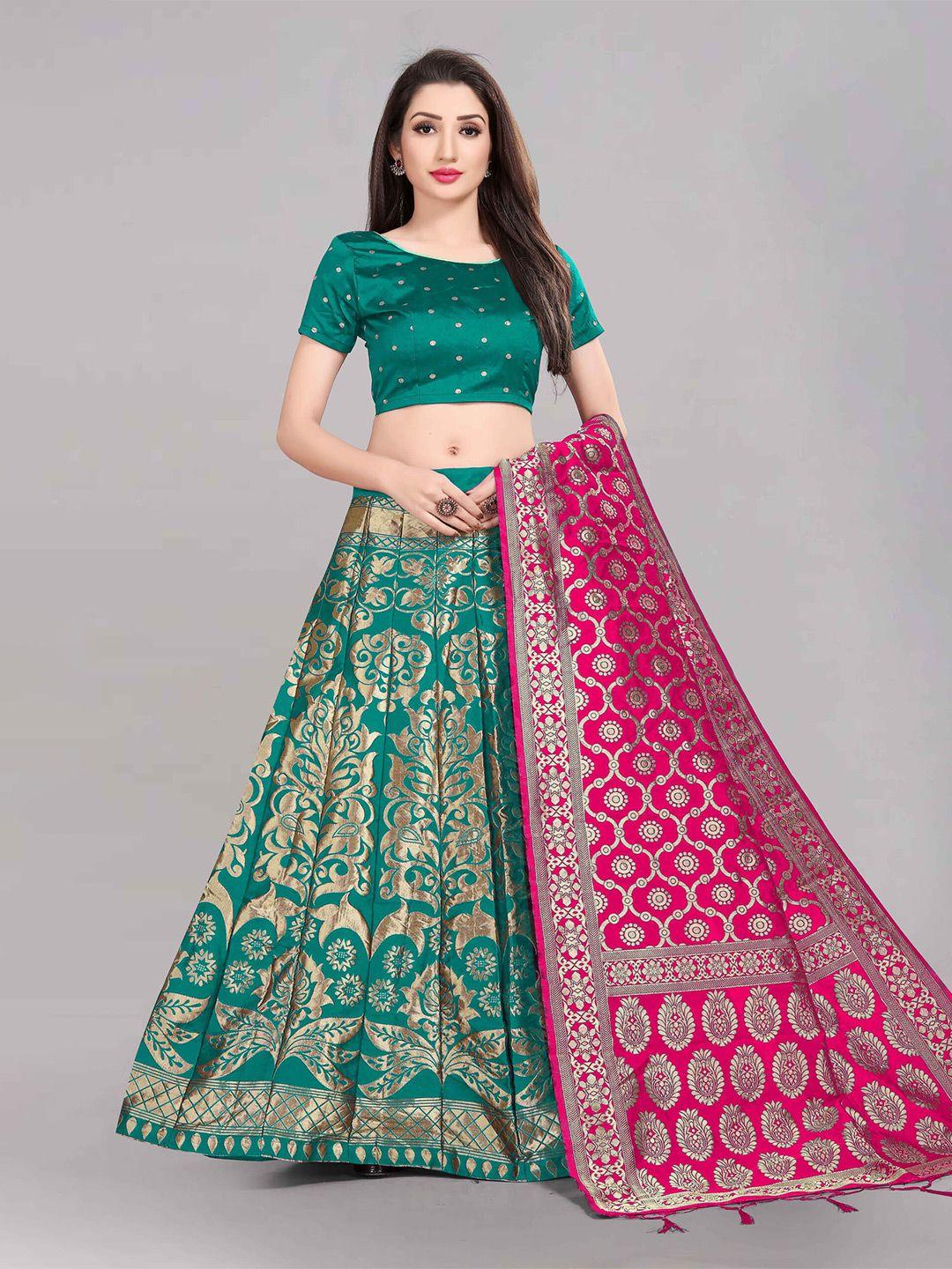 divastri woven design semi-stitched lehenga & unstitched blouse with dupatta