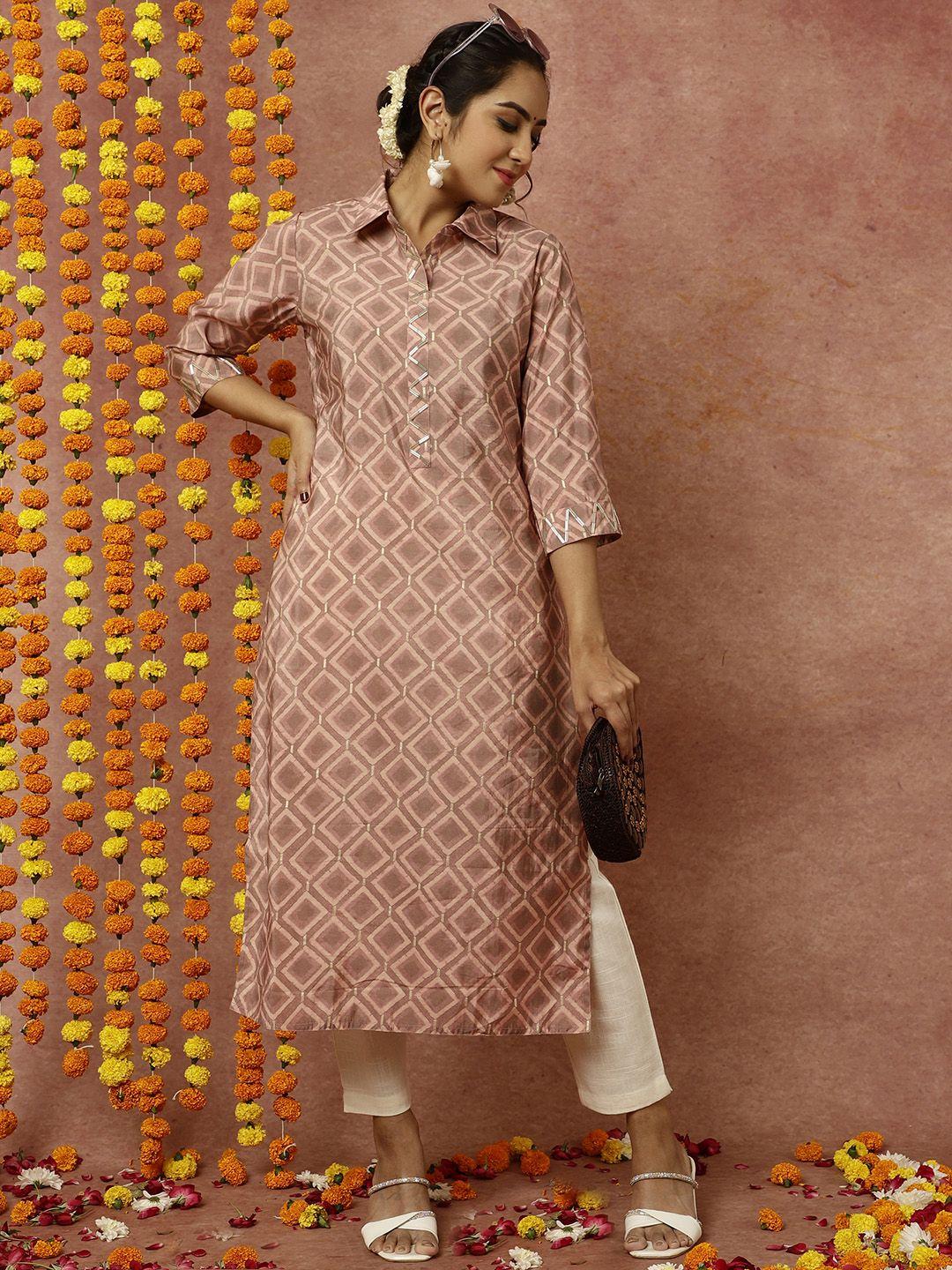 jaipur kurti geometric printed straight kurta